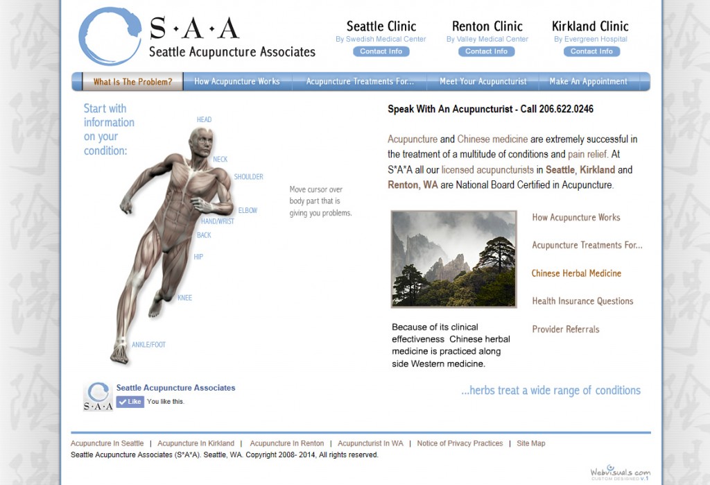 This was the design used that best conveyed what Seattle Acupuncture Associates was all about.